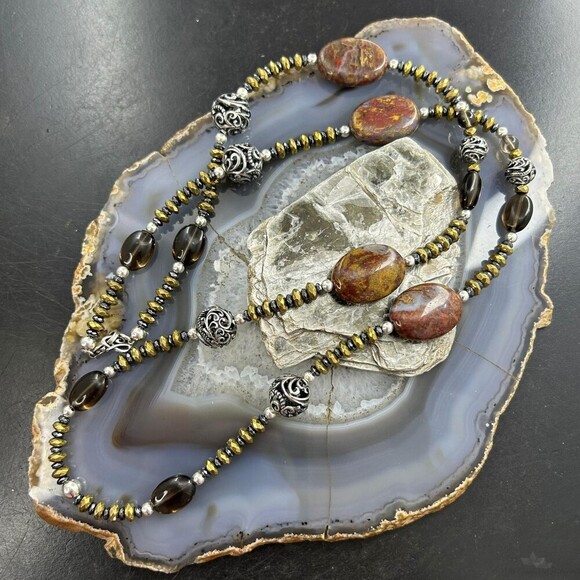 Carolyn Pollack Southwestern Style Sterling Earth Tone Multi Gemstone Necklace - Picture 6 of 10